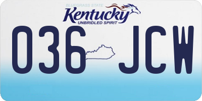 KY license plate 036JCW