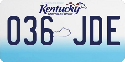 KY license plate 036JDE