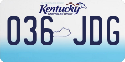 KY license plate 036JDG