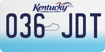 KY license plate 036JDT