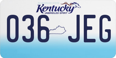 KY license plate 036JEG