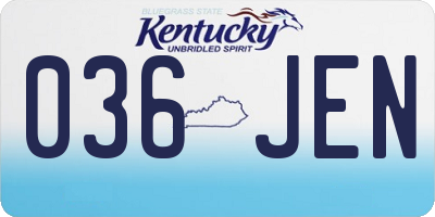 KY license plate 036JEN