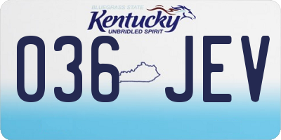 KY license plate 036JEV