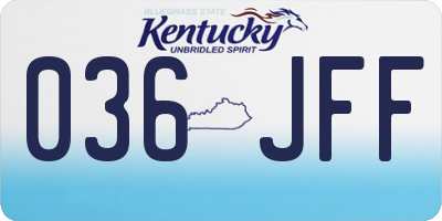 KY license plate 036JFF