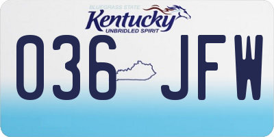 KY license plate 036JFW
