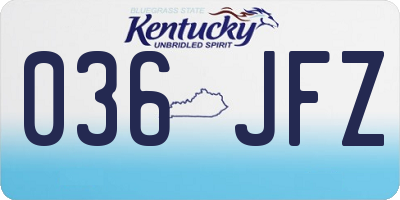 KY license plate 036JFZ