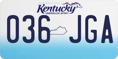 KY license plate 036JGA
