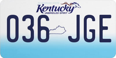 KY license plate 036JGE