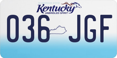 KY license plate 036JGF