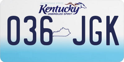 KY license plate 036JGK