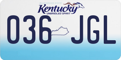 KY license plate 036JGL