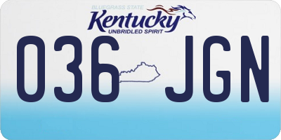 KY license plate 036JGN