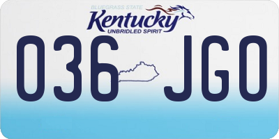 KY license plate 036JGO