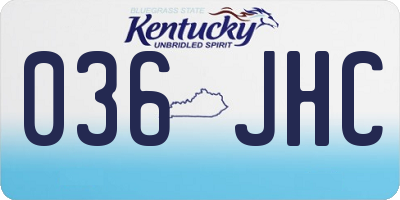 KY license plate 036JHC
