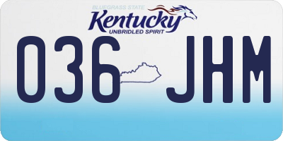KY license plate 036JHM