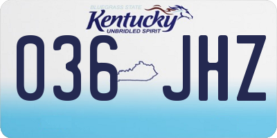 KY license plate 036JHZ