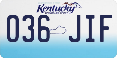 KY license plate 036JIF