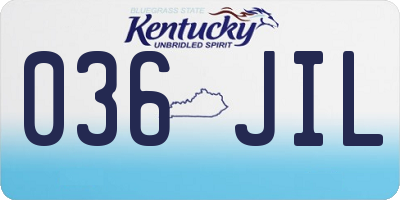 KY license plate 036JIL