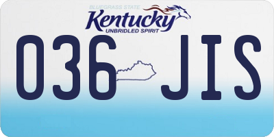 KY license plate 036JIS