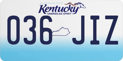 KY license plate 036JIZ
