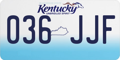 KY license plate 036JJF