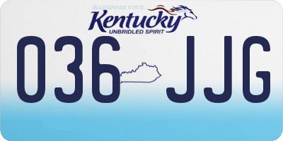 KY license plate 036JJG