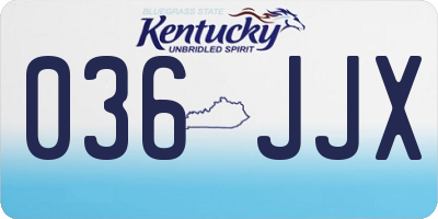 KY license plate 036JJX