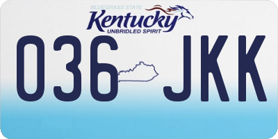 KY license plate 036JKK