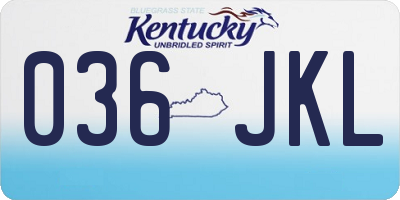 KY license plate 036JKL