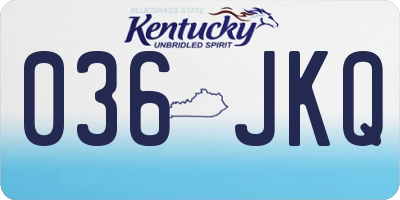 KY license plate 036JKQ