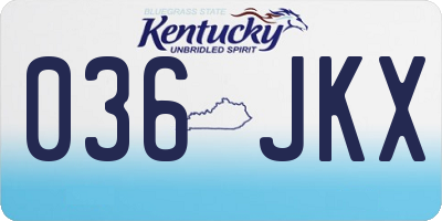 KY license plate 036JKX