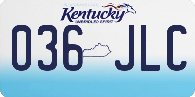 KY license plate 036JLC