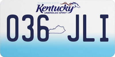 KY license plate 036JLI