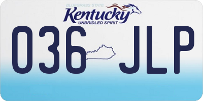 KY license plate 036JLP