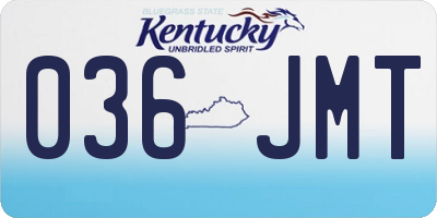 KY license plate 036JMT