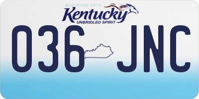 KY license plate 036JNC