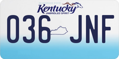 KY license plate 036JNF