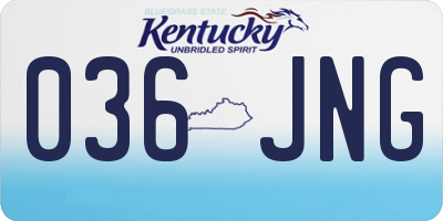 KY license plate 036JNG