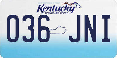 KY license plate 036JNI