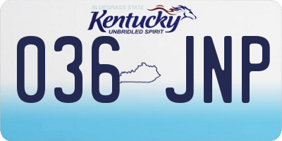 KY license plate 036JNP