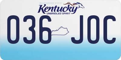 KY license plate 036JOC