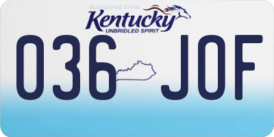 KY license plate 036JOF