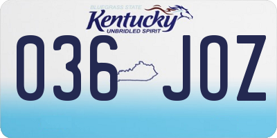 KY license plate 036JOZ
