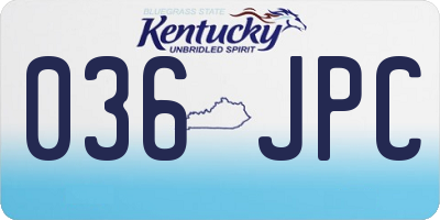 KY license plate 036JPC