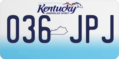 KY license plate 036JPJ