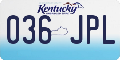 KY license plate 036JPL