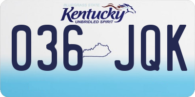 KY license plate 036JQK