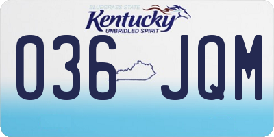 KY license plate 036JQM