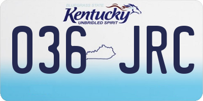 KY license plate 036JRC