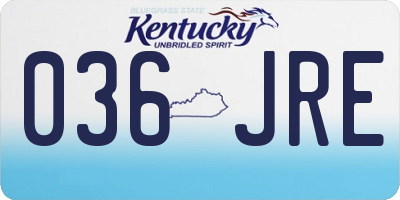 KY license plate 036JRE